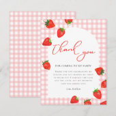 Aardbei Roze Berry Plaid Verjaardag Bedankkaart (Voorkant / Achterkant)