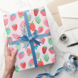 Aardbei Roze Berry Zoete patroon Cadeaupapier
