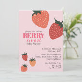 Aardbei roze bessen zoet Baby shower Kaart (Staand voorkant)