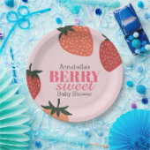 Aardbei roze bessen zoet Baby shower Papieren Bordje (Feest)