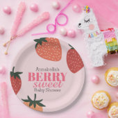 Aardbei roze bessen zoet Baby shower Papieren Bordje (Feest)