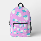 Aardbei roze blauw bedrukte rugzak (Voorkant)