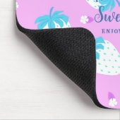 Aardbei roze blauw muismat (Hoek)