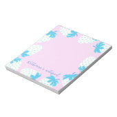 Aardbei roze blauw notitieblok (Linkerzijde)
