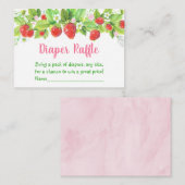 Aardbei Roze Bloemen Baby shower Luier Raffle Informatiekaartje (Voorkant / Achterkant)