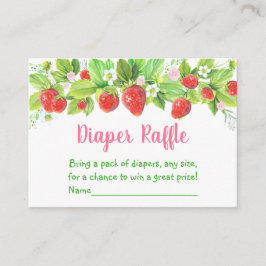 Aardbei Roze Bloemen Baby shower Luier Raffle Informatiekaartje