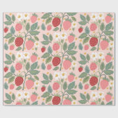 Aardbei Roze botanisch Cadeaupapier (Vlak)