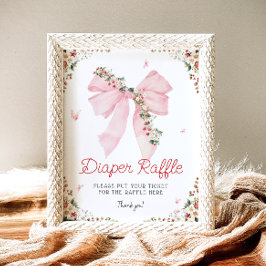Aardbei Roze Bow Bloemen Luier Raffle Poster
