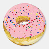 Aardbei Roze Frosted Donut Sprinkles Magnet (Voorkant)