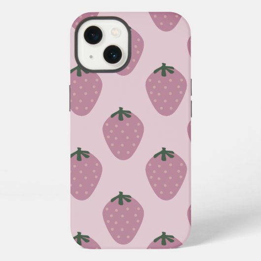 aardbei, roze, fruit iPhone hoesje (Achterkant)