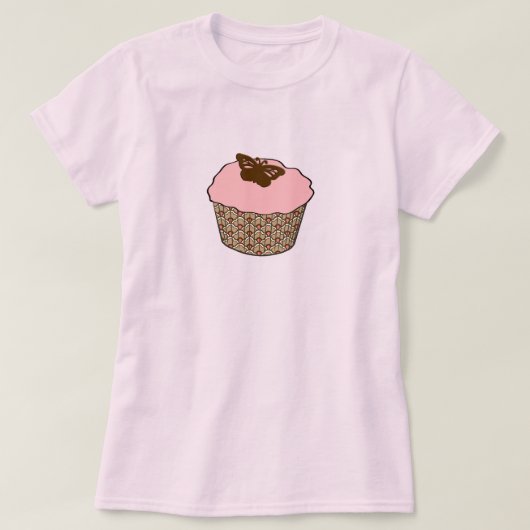 Aardbei Roze Geglaceerde Cupcake T-shirt (Design voorkant)