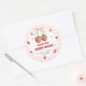 Aardbei Roze Gingham Verjaardag Dank u Sticker (Envelop)