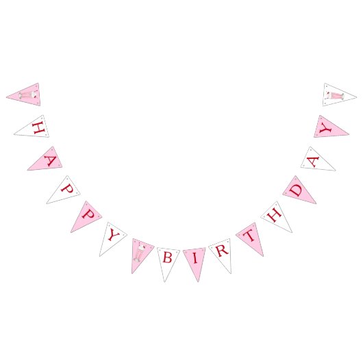 Aardbei roze ijs milkshake Happy Birthday Vlaggetjes (Alle)