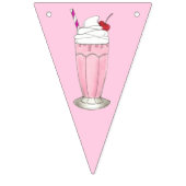 Aardbei roze ijs milkshake Happy Birthday Vlaggetjes (Eerste vlag)