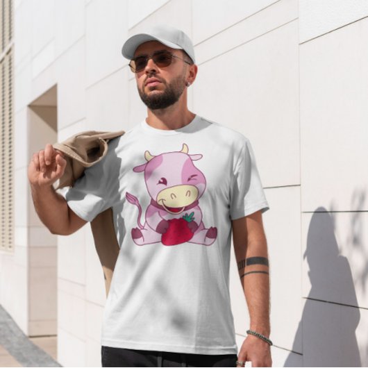 Aardbei Roze Koe Melk T-shirt