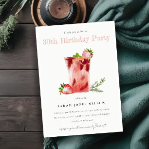 Aardbei roze Margarita Cocktail elke verjaardag Kaart