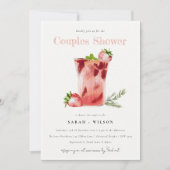 Aardbei Roze Margarita Cocktail Koppels Douche Kaart (Voorkant)