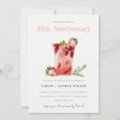 Aardbei roze Margarita elk jaar Jubileum Kaart (Voorkant)