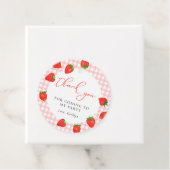 Aardbei Roze Plaid Gingham Verjaardag Dank u Bedankjes Labels (In situ)