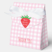 Aardbei & Roze Plaid Meisje Berry Eerste Verjaarda Bedankdoosjes (Voorkant)