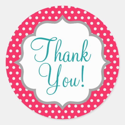 Aardbei roze polka stippen ronde sticker (Voorkant)