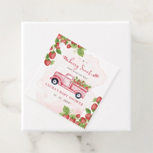 Aardbei Roze Rode bessen Zoet Baby shower Bedankjes Labels (In situ)