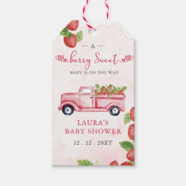 Aardbei Roze Rode bessen Zoet Baby shower Cadeaulabel