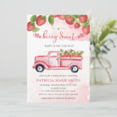 Aardbei Roze Rode bessen Zoet Baby shower Kaart (Staand voorkant)