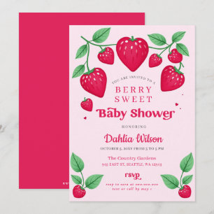 Aardbei Roze Rode bessen Zoet Baby shower Kaart