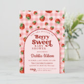 Aardbei Roze Rode bessen Zoet Baby shower Kaart (Staand voorkant)