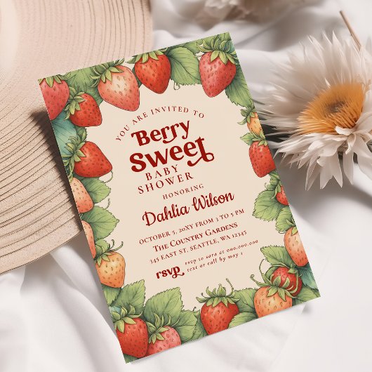 Aardbei Roze Rode bessen Zoet Baby shower Kaart