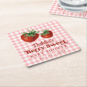 Aardbei Roze Rode bessen Zoet Baby shower Kartonnen Onderzetters (Schuin)