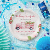 Aardbei Roze Rode bessen Zoet Baby shower Papieren Bordje (Feest)