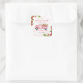 Aardbei Roze Rode bessen Zoet Baby shower Vierkante Sticker (Tas)