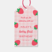 Aardbei Roze Schattige Berry Eerste 1e Baby Verjaa Cadeaulabel (Voorkant)