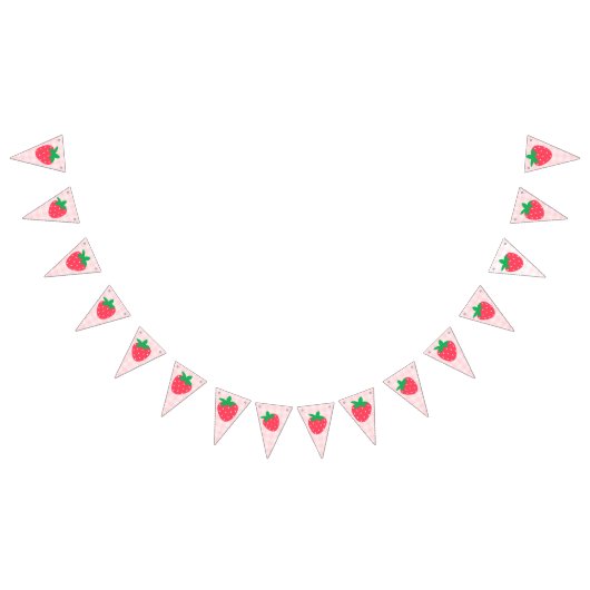 Aardbei Roze Schattige Berry Eerste 1e Baby Verjaa Vlaggetjes (Alle)