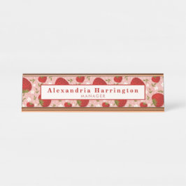 Aardbei Roze Schattige Bureau Naam Bord Accessoire Naambordje