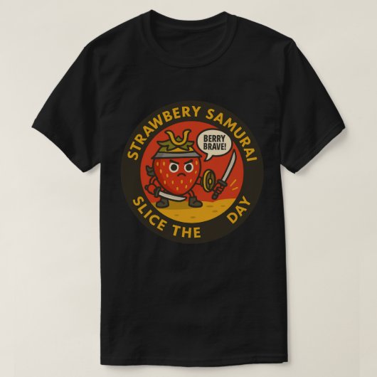 Aardbei Samurai Snij de Dag   T-shirt (Design voorkant)