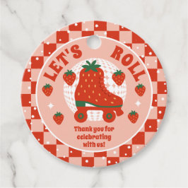 Aardbei Schaatsen | Retro Rolschaatsen Verjaardag Bedankjes Labels