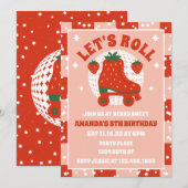 Aardbei Schaatsen | Retro Rolschaatsen Verjaardag Kaart (Voorkant / Achterkant)