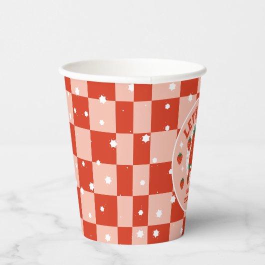 Aardbei Schaatsen | Retro Rolschaatsen Verjaardag Papieren Bekers (Rechts)