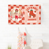 Aardbei Schaatsen | Retro Rolschaatsen Verjaardag Spandoek (Insitu)