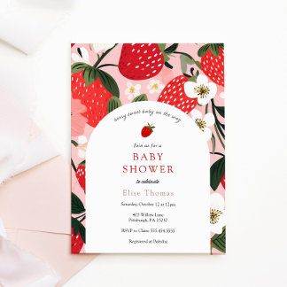 Aardbei Schattige bessen zoet Baby shower Kaart