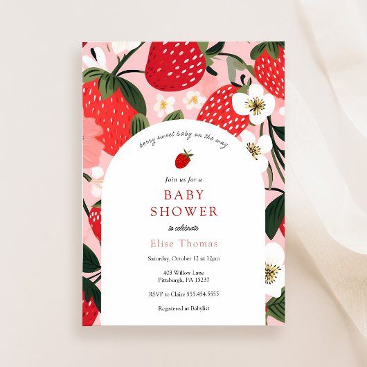 Aardbei Schattige bessen zoet Baby shower Kaart
