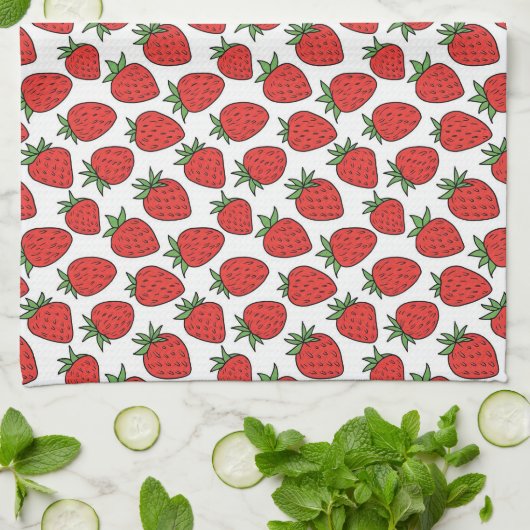 Aardbei | Schattigee keuken met fruitthema Theedoek (Gevouwen)