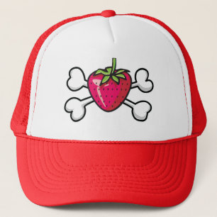 aardbei Schedel en Kruisbeenderen Trucker Pet
