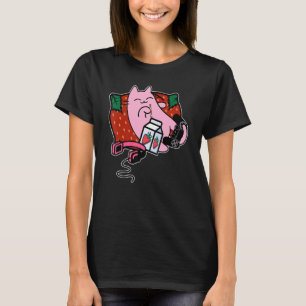 Aardbei Schokaardbei Melkroze Kat T-shirt