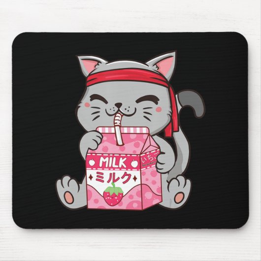 Aardbei Shake Strawberry Milk Cat Kawaii Neko A Muismat (Voorkant)