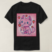 Aardbei Shake Strawberry Milk Cat Kawaii Neko G T-shirt (Design voorkant)