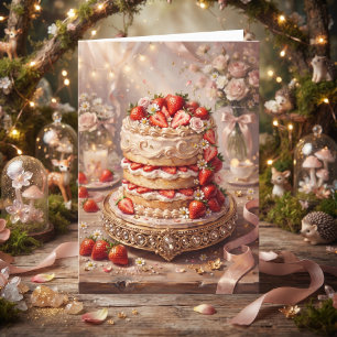 Aardbei Short Cake Gelukkige Verjaardag Mimi Kaart